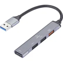 Renkforce RF-6855462 USB-Hub 4 Port USB-A USB 3.2 Gen2 10 GBit/s mit Aluminiumgehäuse Grau RF-USBH-200