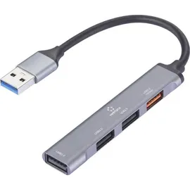 Renkforce RF-6855462 USB-Hub 4 Port USB-A USB 3.2 Gen2 10 GBit/s mit Aluminiumgehäuse Grau RF-USBH-200