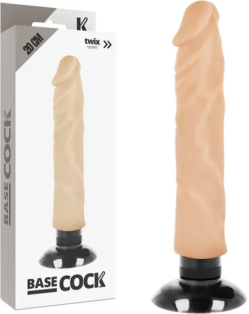 BASECOCK - Realistischer Vibrator 2-in-1 Natur, 20 cm Ø 4 cm - Natur