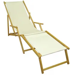 Erst-Holz Sonnenliege weiß Liegestuhl klappbare Gartenliege Deckchair Strandstuhl Gartenmöbel Holz 10-303NF
