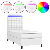 VidaXL Boxspringbett mit Matratze & LED Weiß 90x200 cm