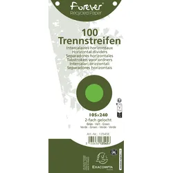 Exacompta 13545E 6x Packung mit 100 Trennstreifen, gelocht, trapezförmig aus Recycling-Papier 180g/qm, 105x240mm - Forever - Grün