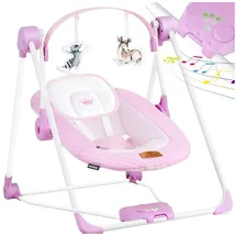 Kidiz KIDIZ® Babywippe Babyschaukel mit 5 Geschwindigkeitseinstellungen zusammenklappbarer Baby Wippe Schaukel Babyhochstuhl mit Spielbogen Spielzeugen 5 beruhigende Naturgeräusche neugeborene