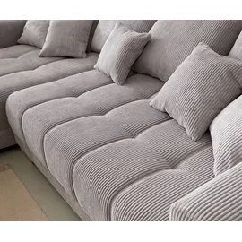 DeLife Ecksofa Josea Cord Silbergrau Ottomane links - Grau