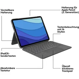 Logitech Combo Touch Tastatur Case für iPad Pro 11" 1-3 Gen Deutsch oxford grey