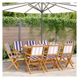 vidaXL Gartenstühle 8 Stk. Klappbar Blau und Weiß Stoff und Massivholz