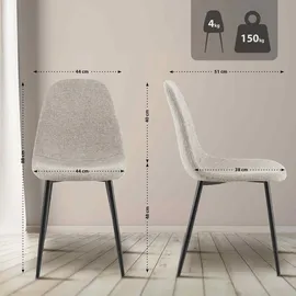 CLP 4er Set Esszimmerstühle Napier