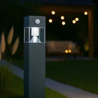 Melitec Solar Gartenleuchte rund/eckig mit Bewegungsmelder, Edelstahl silber/anthrazit Form
