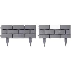 Lex Beetumrandung 4er Set Rasenkante Garten Beeteinfassung Solar Beleuchtung grau