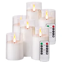 Britesta 6er-Set LED-Echtwachskerzen in transparenten Acrylgläsern, 3 Größen