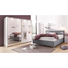 Westfalia Schlafkomfort Boxspringbett, wahlweise mit LED-Beleuchtung, grau