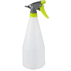 Relaxdays Sprühflasche, 2er Set, 1 Liter, Düse mit Nebel und Strahl, Skala, nachfüllbar, Kunststoff, Zerstäuber, weiß