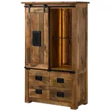 MASSIVMOEBEL24.DE Schrank Mango / Altholz 90x45x150 natur lackiert RAILWAY LUX #115