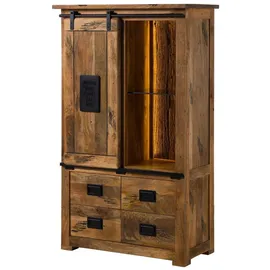 MASSIVMOEBEL24.DE Schrank Mango / Altholz 90x45x150 natur lackiert RAILWAY LUX #115