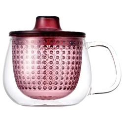 Tasse mit Sieb und Deckel Kinto UNITEA Weinrot, 350 ml