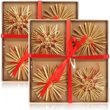 COM-FOUR com-four® 24-teiliges Strohsterne Set - Stroh-Anhänger - Weihnachtsbaum-Schmuck aus Stroh - Christbaum-Behang - Weihnachtsdekoration - Ø 10 cm