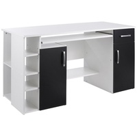 VOGL Möbelfabrik Schreibtisch »Tim«, mit 5 Fächern und Tastaturauszug, Made in Germany, schwarz-weiß