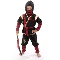 Ninja Kostüm, rot-gold-schwarz - Größe: 104/116 - 152/164 (128/134)