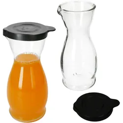 2x MIA MISURA Wein-Karaffe mit Deckel schwarz 0,5L geeicht Glas-Krug Saft Wasser