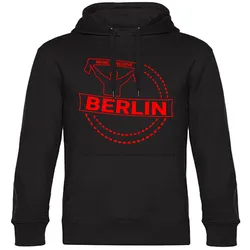 multifanshop Kapuzen Sweatshirt - Berlin rot - Meine Fankurve - Druck rot - Hoodie