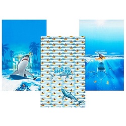 Digital-Baumwolljersey-Coupon "Goldfisch & Hai", bunt