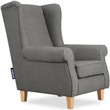 Konsimo Ohrensessel Miles Webstoff 82 x 105 x 97 cm Grau