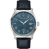 BULOVA 96B385 Herren-Automatikuhr Wilton GMT Schwarz/Blau