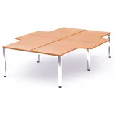 Rocada Mehrfacharbeitstisch Executive L-Form BxTxH 320x163/220x73cm Gestell verchromt Platte Melamin buche.