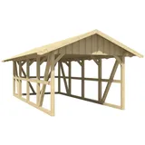 SKANHOLZ Skan Holz Carport Schwarzwald m. Dachschalung u. Rückwand 424 x 772 cm Natur