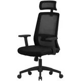 ML-Design Bürostuhl ergonomisch Schwarz, Mesh, mit Verstellbarer Kopfstütze & Armlehnen, Wippfunktion, Drehstuhl mit
