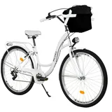 Milord Cityrad Milord City Fahrrad Korb Damenfahrrad, 28/26 Zoll, Weiß, 7-Gang, 7 Gang, (Fahrradständer, Gepäckträger, Klingel, Korb, Kotflügel) weiß