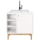 TOM TAILOR HOME Waschtisch COLOR BATH mit Waschbecken, Tür und offenem Regal - in schönen Farben, lackiertes MDF mit gerundeten Kanten - nur noch wenige Exemplare weiß 80 cm x 80 cm x 50 cm