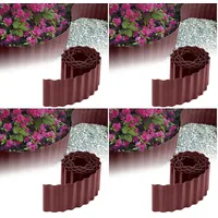 GARDENIX Rasenkante Kunststoff 9m, Höhe 10 cm - Beeteinfassung Gewellte für Blumenbeet - Beetumrandung Kunststoff Braun, Beetbegrenzung, Flexibel, Wetterbeständig, Einfache Montage (Packung mit 4)