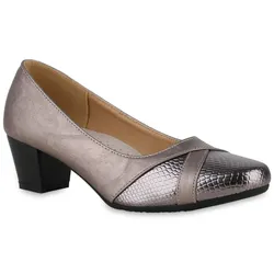 Damen Klassische Pumps in Bronze Snake Metallic