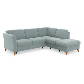 Home Affaire Ecksofa HOME AFFAIRE "Trelleborg L-Form", blau (aqua), B:252cm H:86cm T:213cm, 100% Polyester, Sofas, Ecksofa, Federkern-Polsterung, wahlweise mit Bettfunktion und Stauraum