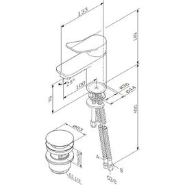 AM.PM Waschtischarmatur mit Ablaufgarnitur 1 1/4 Zoll Messing Ventil Ablauf