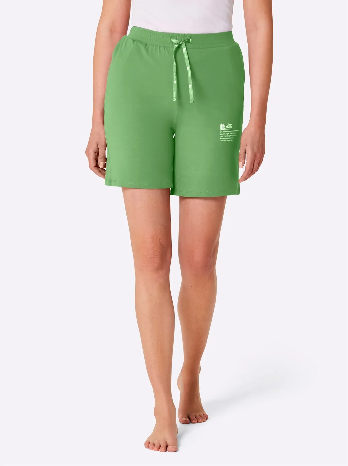 Jerseyhose FEEL GOOD, Damen, Gr. 40/42, Normalgrößen, grün (apfel), 95% Baumwolle, 5% Elasthan, unifarben, Hosen Jerseyhose