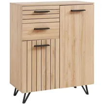 [en.casa] Sideboard Noppen 100 x 80 x 38 cm Eicheoptik / Beige