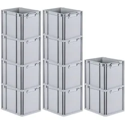 PROREGAL 10x Eurobox NextGen Grip | HxBxT 32x30x40cm | 30 Liter | Griffe geschlossen | Glatter Boden | Eurobehälter