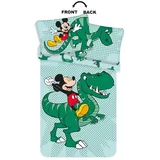 Jerry Fabrics Disney Kinderbettwäsche Dinosaurier - Mickey Maus Kleinkind Bettwäsche, Wendbar - Größe 100 x 135 cm, 40 x 60 cm