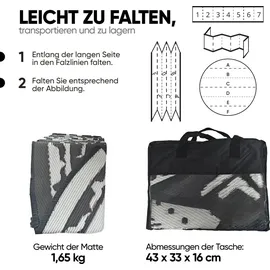 evocamp Outdoor Teppich Ø 240 cm Kunststoffteppich, wetterfest für Terrasse, grau-weiß