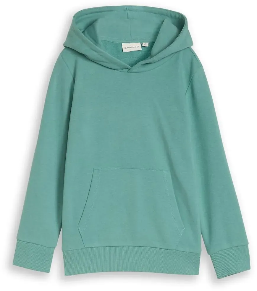 TOM TAILOR Jungen Hoodie Sweatshirt mit Rückenprint, grün, Uni, Gr. 92/98