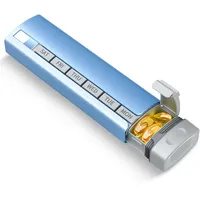 Betife Tablettenbox 7 Tage,Aktualisierte Metall Medikamentenbox 7 Tage, Pillendose für unterwegs, Pillenbox Reise Groß, Zweischichtig-Innenbehälter aus ABS und Schale aus Aluminiumlegierung (blau)