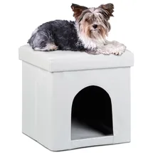 Relaxdays Sitzhocker mit Hundebox weiß 38,0 x 38,0 x 38,0 cm, 1 St.
