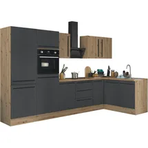 kochstation Winkelküche L-Form 330 x 165 cm schwarz