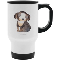 Mr. & Mrs. Panda Thermobecher Hund entspannt – Weiß – Geschenk, Hundebesitzer, Kaffeebecher, flausc, Edelstahl weiß