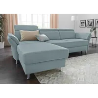 Ecksofa SIT & MORE "Avignon L-Form", blau (aqua), B:259cm H:97cm T:172cm, Flachgewebe (90% Polyester, 10% Polyamid);Luxus-Microfaser (100% Polyester);Struktur (100% Polyester), Sofas, Ecksofa, Kopfteilverstellung, wahlweise mit Bettfunktion und Bettkasten