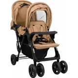 vidaXL Tandem-Zwillingskinderwagen Taupe Stahl - Taupe