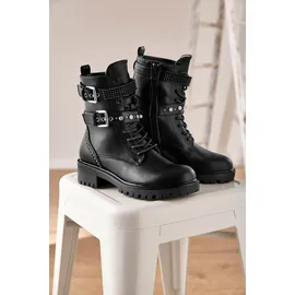 aniston shoes Schnürboots Schnürstiefelette, Bikerboots mit Nietenbesatz schwarz 36 EU