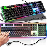 Gaming Tastatur RGB LED Beleuchtet USB Keyboard PC Laptop Wie Mechanisch Retoo